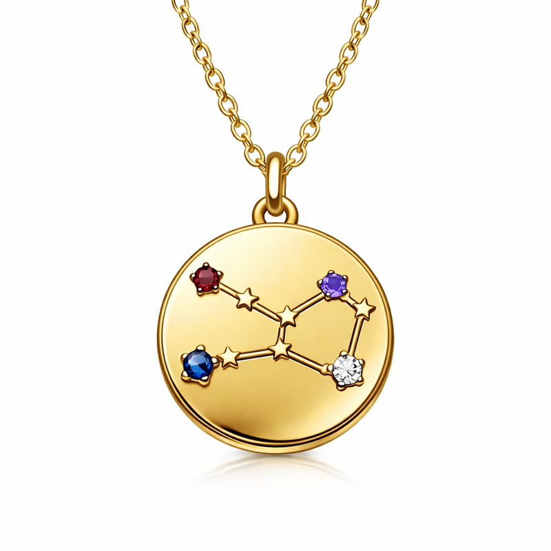 Custom Zodiac Constellation Pendant: A Trendy Gold Plated Stainless Steel Necklace with Colored Birthstone Layering Options for OEM Jewelry Brands 8 Custom Zodiac Constellation Pendant: A Trendy Gold Plated Stainless Steel Necklace with Colored Birthstone Layering Options for OEM Jewelry Brands