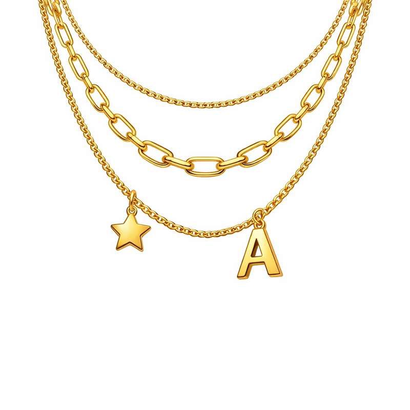 How a Waterproof 18K Gold Plated Necklace with Exquisite Initial Letter Star Charm Can Elevate Your Stainless Steel Layering Necklace Collection 6 How a Waterproof 18K Gold Plated Necklace with Exquisite Initial Letter Star Charm Can Elevate Your Stainless Steel Layering Necklace Collection