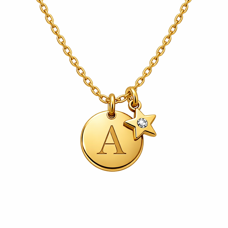 Waterproof 18k Gold Plated Initial Letter Star Necklace: Customizable Stainless Steel Jewelry Driving Wholesale Business Growth 6 Waterproof 18k Gold Plated Initial Letter Star Necklace: Customizable Stainless Steel Jewelry Driving Wholesale Business Growth