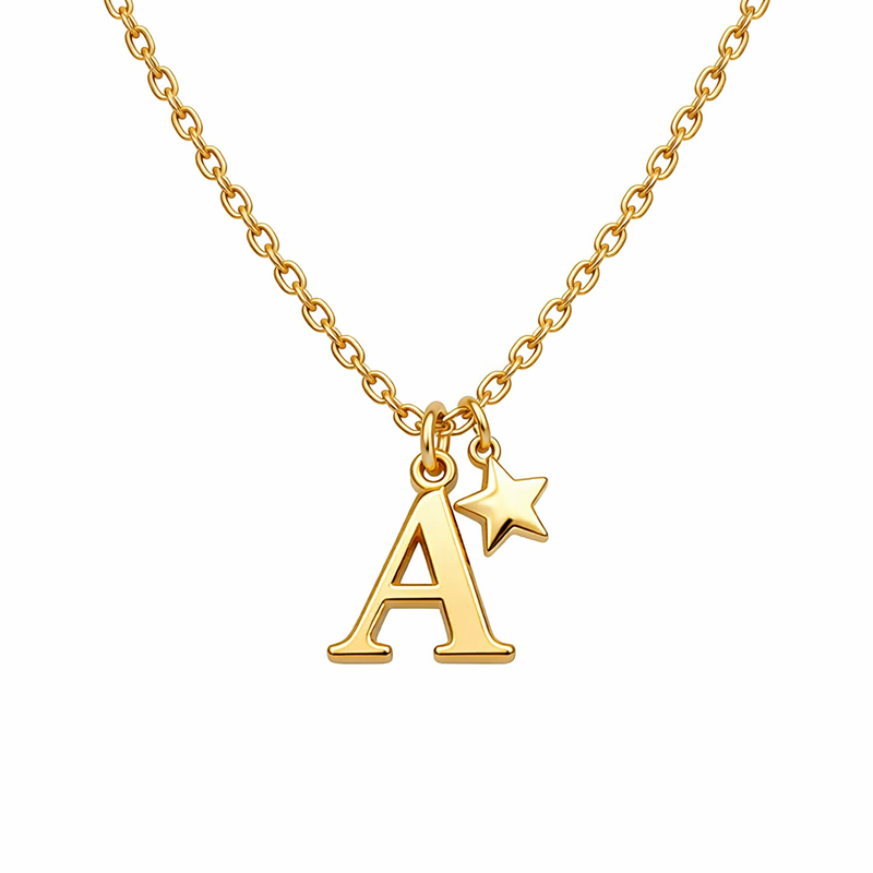 Boost Your Jewelry Business with Waterproof 18k Gold Plated Initial Letter Star Charm Necklace: Durable and Customizable Stainless Steel Options for Wholesale Boost Your Jewelry Business with Waterproof 18k Gold Plated Initial Letter Star Charm Necklace: Durable and Customizable Stainless Steel Options for Wholesale