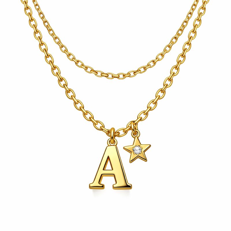 Boost Your Jewelry Business with Waterproof 18k Gold Plated Initial Letter Necklace, Star Charm Layering Stainless Steel Necklace, and Exquisite Initial Letter Star Charm Necklace Customization Boost Your Jewelry Business with Waterproof 18k Gold Plated Initial Letter Necklace, Star Charm Layering Stainless Steel Necklace, and Exquisite Initial Letter Star Charm Necklace Customization