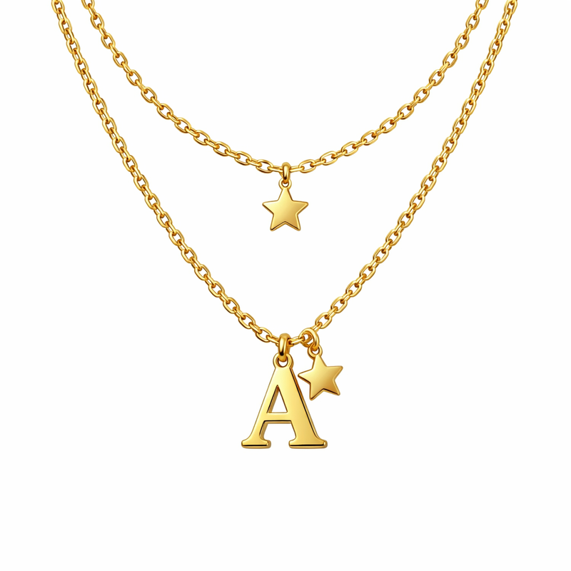 Enhance Your Jewelry Line with Waterproof 18k Gold Plated Necklace, Initial Letter Star Charm Necklace, and Stainless Steel Layering Necklace Customization for Wholesale Clients 2 Enhance Your Jewelry Line with Waterproof 18k Gold Plated Necklace, Initial Letter Star Charm Necklace, and Stainless Steel Layering Necklace Customization for Wholesale Clients