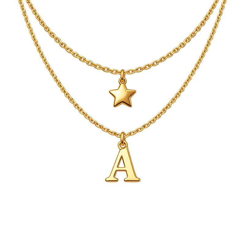 Waterproof 18K Gold Plated Initial Letter Necklace: Enhance Your Jewelry Collection with Stainless Steel Star Charm Layering and Exquisite Customization Options 8 Waterproof 18K Gold Plated Initial Letter Necklace: Enhance Your Jewelry Collection with Stainless Steel Star Charm Layering and Exquisite Customization Options