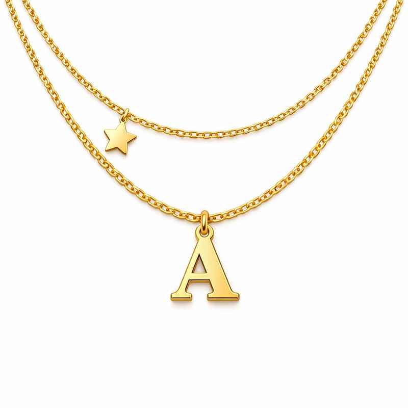 waterproof 18k gold plated necklace stainless steel initial letter charm necklace exquisite star charm layering necklace 1 waterproof 18k gold plated necklace stainless steel initial letter charm necklace exquisite star charm layering necklace