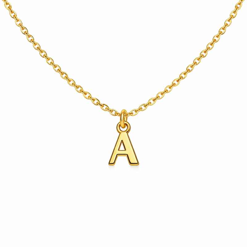 Waterproof 18K Gold Plated Necklace with Initial Letter Charm 1 Waterproof 18K Gold Plated Necklace with Initial Letter Charm