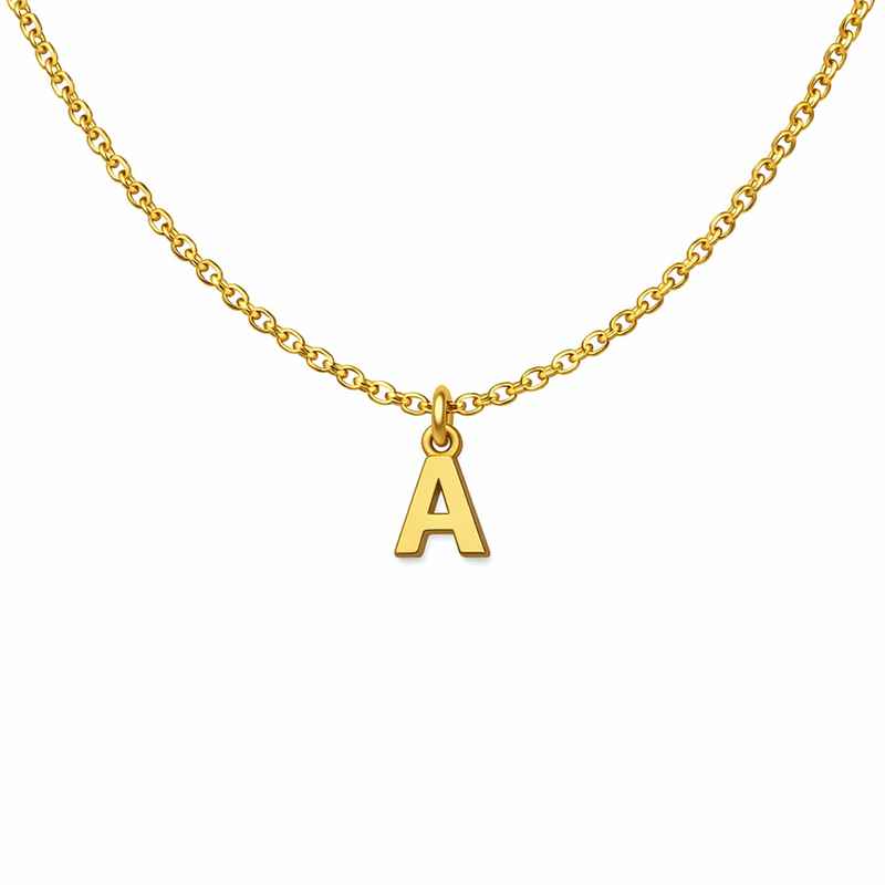 Waterproof 18K Gold Plated Necklace with Initial Letter Charm 1 Waterproof 18K Gold Plated Necklace with Initial Letter Charm