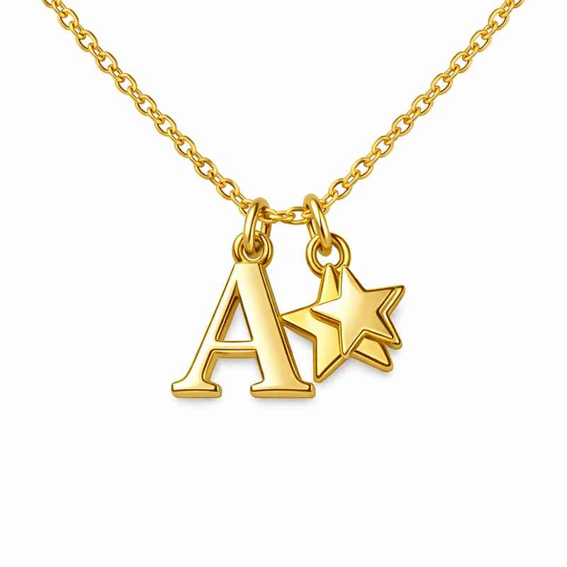 Waterproof 18K Gold Plated Initial Letter Necklace & Stainless Steel Layering Star Charm Necklace 1 Waterproof 18K Gold Plated Initial Letter Necklace & Stainless Steel Layering Star Charm Necklace