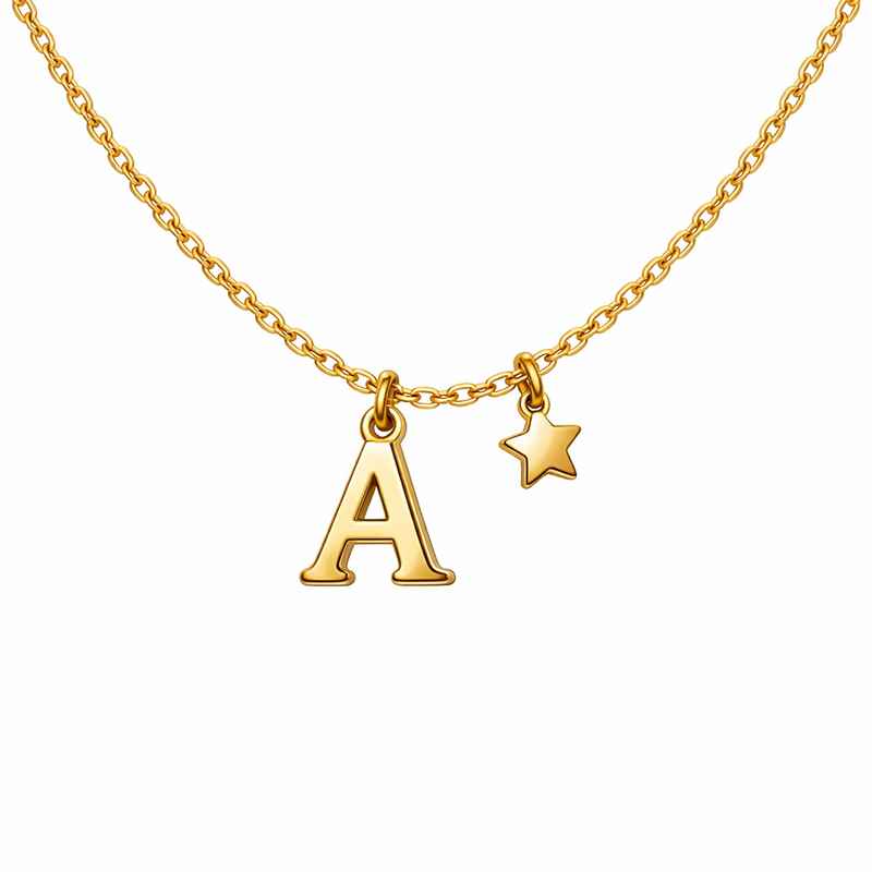 waterproof 18k gold plated initial letter star charm necklace | stainless steel layering initial necklace waterproof | 18k gold plated initial star charm necklace 3 waterproof 18k gold plated initial letter star charm necklace | stainless steel layering initial necklace waterproof | 18k gold plated initial star charm necklace