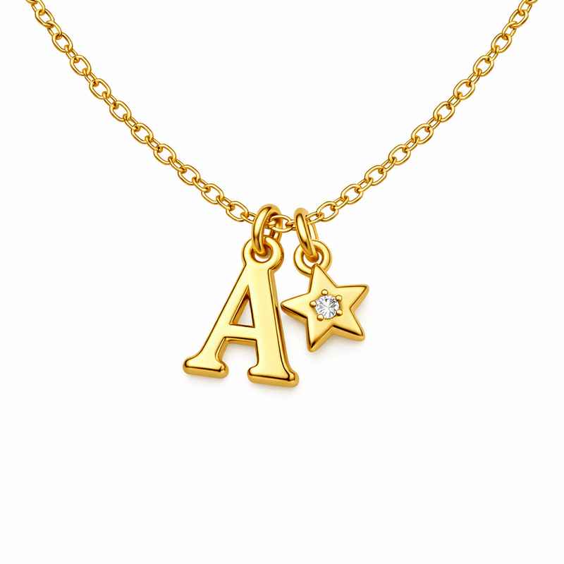waterproof 18k gold plated necklace exquisite initial letter charm necklace stainless steel star charm necklace 1 waterproof 18k gold plated necklace exquisite initial letter charm necklace stainless steel star charm necklace