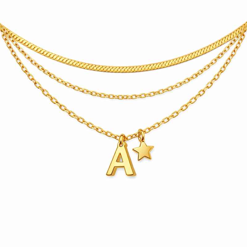 Waterproof 18k Gold Plated Necklace Initial Letter Star Charm Necklace Stainless Steel Layering Necklace 1 Waterproof 18k Gold Plated Necklace Initial Letter Star Charm Necklace Stainless Steel Layering Necklace