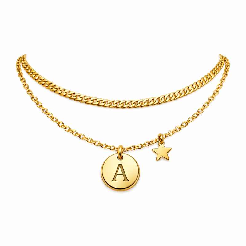 waterproof gold plated initial necklace 18k gold star charm necklace stainless steel layering necklace 1 waterproof gold plated initial necklace 18k gold star charm necklace stainless steel layering necklace