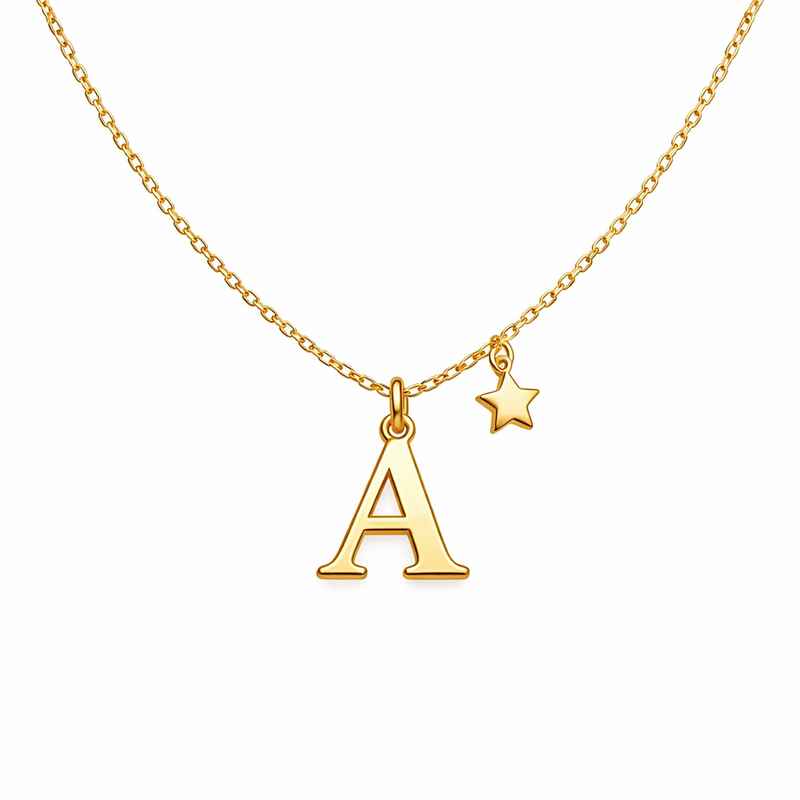 Waterproof 18k Gold Plated Initial Letter Star Necklace 1 Waterproof 18k Gold Plated Initial Letter Star Necklace
