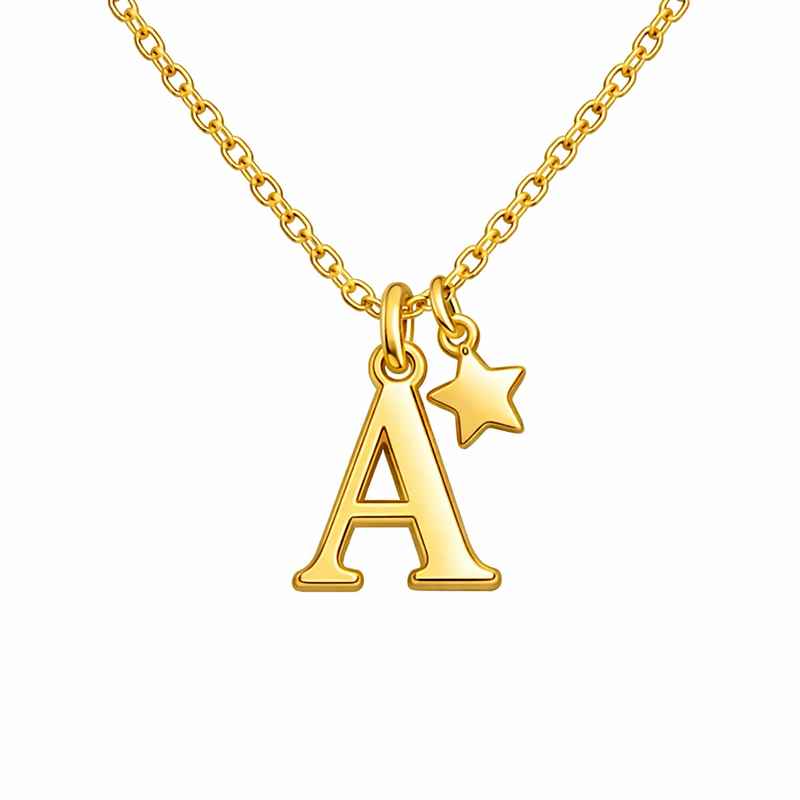 Waterproof Gold Plated Initial Letter Necklace with Star Charm and Stainless Steel Layering 1 Waterproof Gold Plated Initial Letter Necklace with Star Charm and Stainless Steel Layering