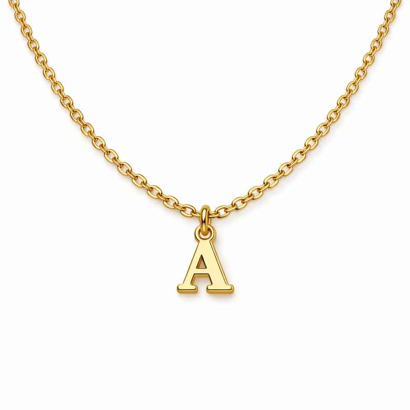 Waterproof 18K Gold Plated Necklace with Stainless Steel Initial Letter Charm 1 Waterproof 18K Gold Plated Necklace with Stainless Steel Initial Letter Charm