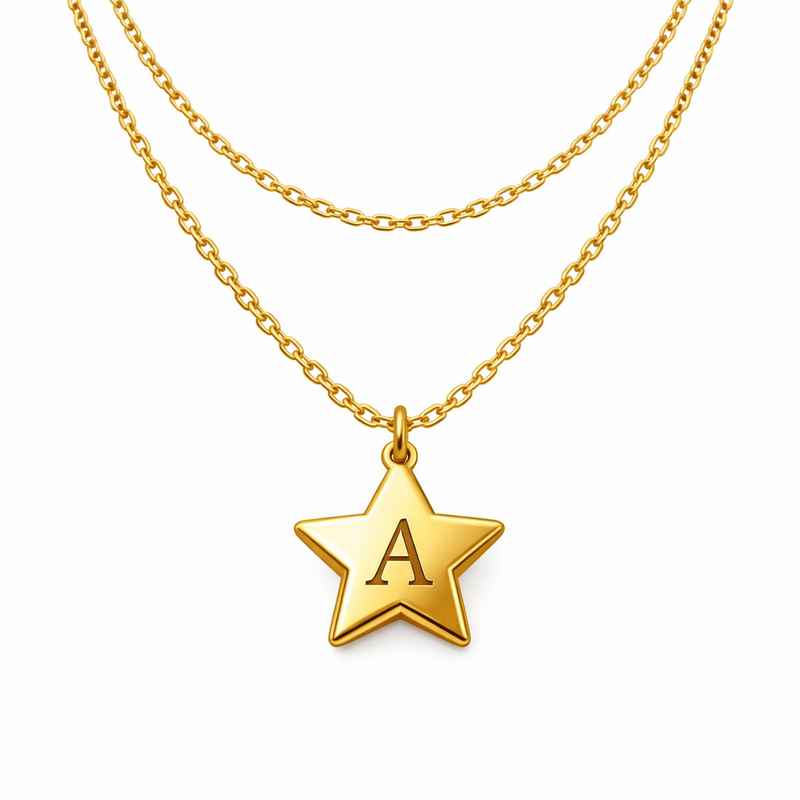 Waterproof 18k Gold Plated Initial Letter Star Necklace, Stainless Steel Layering Initial Necklace 1 Waterproof 18k Gold Plated Initial Letter Star Necklace, Stainless Steel Layering Initial Necklace