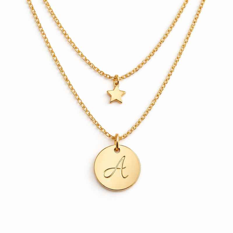waterproof 18k gold plated necklace initial letter star charm necklace stainless steel layering necklace 1 waterproof 18k gold plated necklace initial letter star charm necklace stainless steel layering necklace