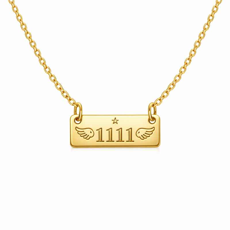 Personalized Angel Number Necklace - Gold Plated Stainless Steel Charm 1 Personalized Angel Number Necklace - Gold Plated Stainless Steel Charm