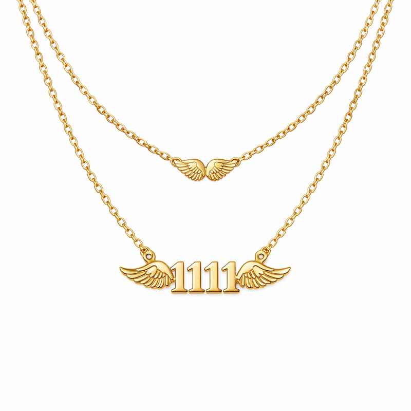 Personalized Angel Number Necklace - Gold Plated Charm Stainless Steel Layering Necklace 1 Personalized Angel Number Necklace - Gold Plated Charm Stainless Steel Layering Necklace