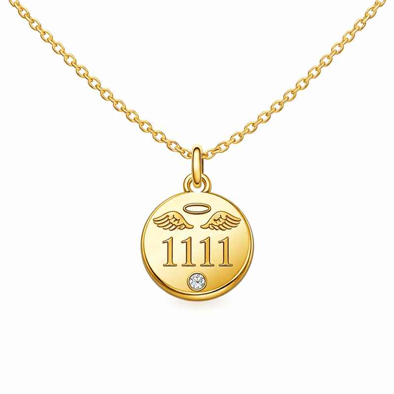 Personalized Angel Number Necklace with Gold Plated Charm & Stainless Steel Layering 1 Personalized Angel Number Necklace with Gold Plated Charm & Stainless Steel Layering