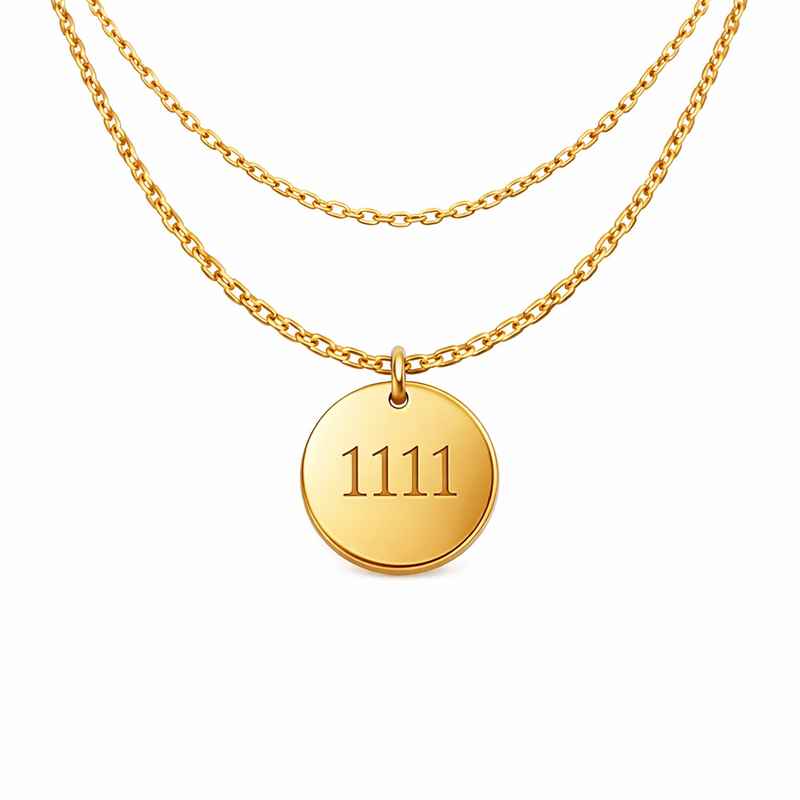 Personalized Angel Number Disc Charm Gold Plated Layering Necklace 1 Personalized Angel Number Disc Charm Gold Plated Layering Necklace