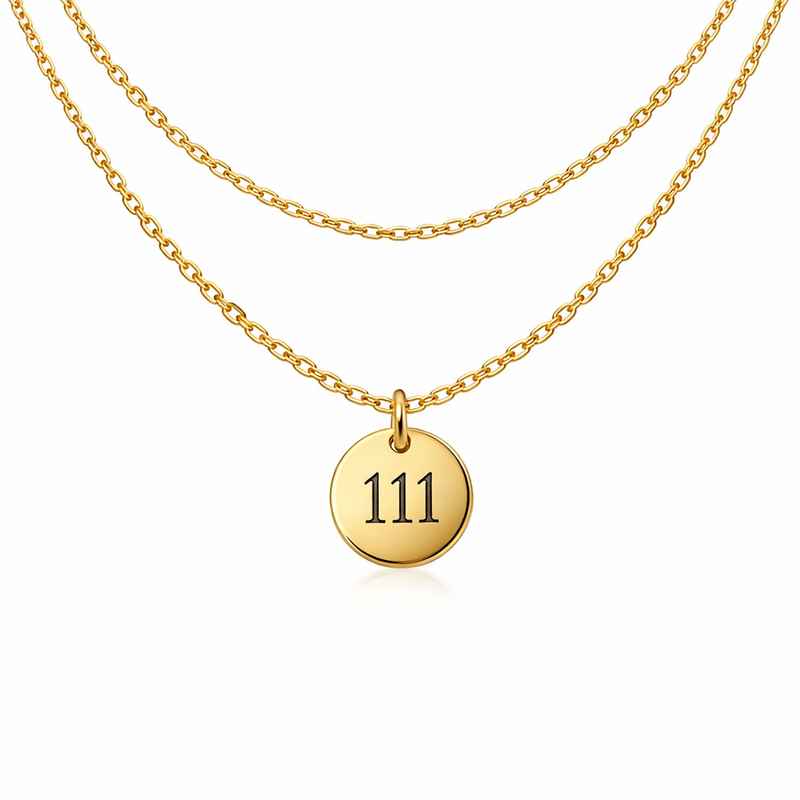 Personalized Angel Number Necklace - Gold Plated Stainless Steel Charm 1 Personalized Angel Number Necklace - Gold Plated Stainless Steel Charm