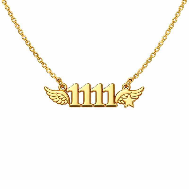 Personalized Angel Number Necklace with Gold Plated Angel Number Charm Stainless Steel Layering Necklace 3 Personalized Angel Number Necklace with Gold Plated Angel Number Charm Stainless Steel Layering Necklace