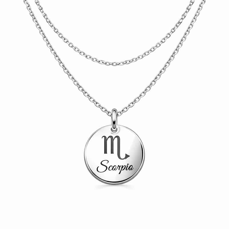 Personalized Zodiac Pendant Necklace | Engraved Stainless Steel Layering 2 Personalized Zodiac Pendant Necklace | Engraved Stainless Steel Layering