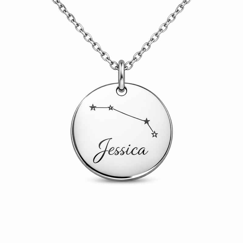 Personalized Zodiac Pendant Necklace: Custom Engraved Stainless Steel Layering Necklace 2 Personalized Zodiac Pendant Necklace: Custom Engraved Stainless Steel Layering Necklace