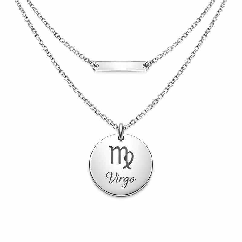 Personalized Zodiac Pendant Necklace - Custom Engraved Stainless Steel 2 Personalized Zodiac Pendant Necklace - Custom Engraved Stainless Steel