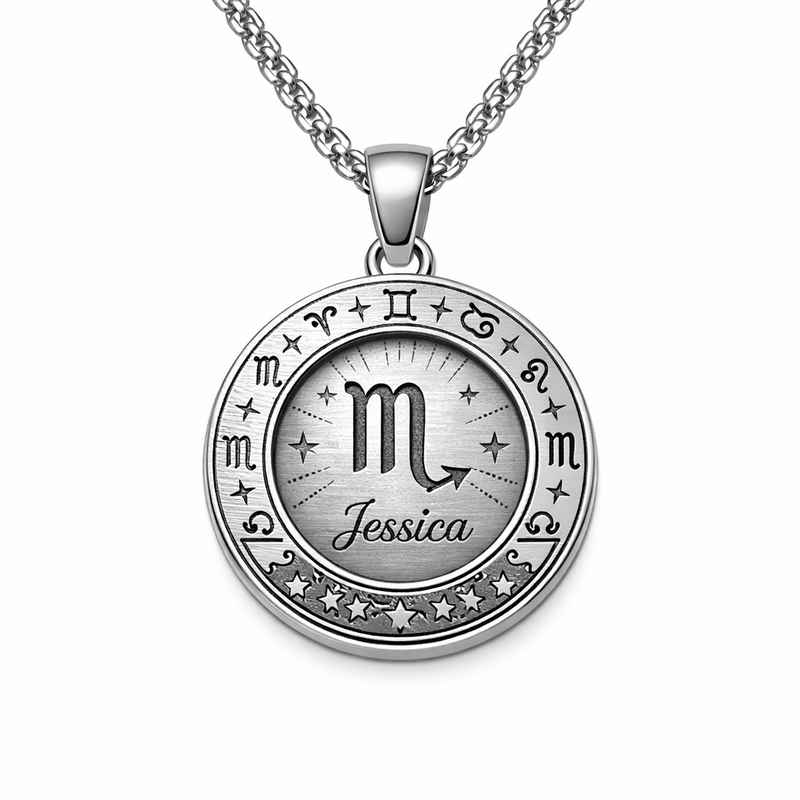 Personalized Zodiac Pendant Necklace – Engraved Stainless Steel Layering Necklace 1 Personalized Zodiac Pendant Necklace – Engraved Stainless Steel Layering Necklace