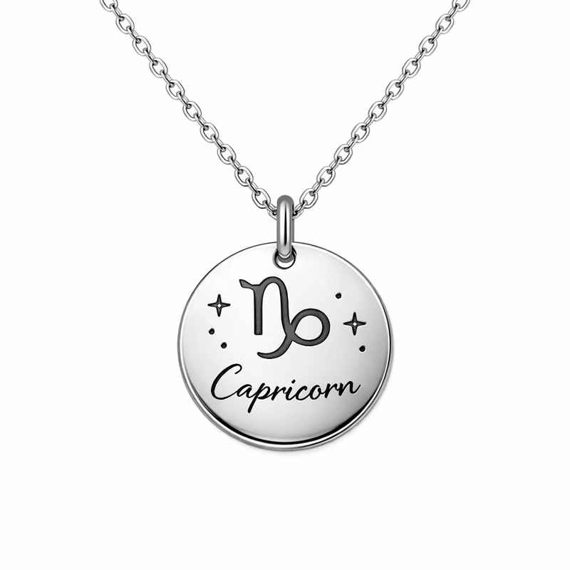 Personalized Zodiac Pendant Necklace - Engraved Stainless Steel Layering Necklace 1 Personalized Zodiac Pendant Necklace - Engraved Stainless Steel Layering Necklace