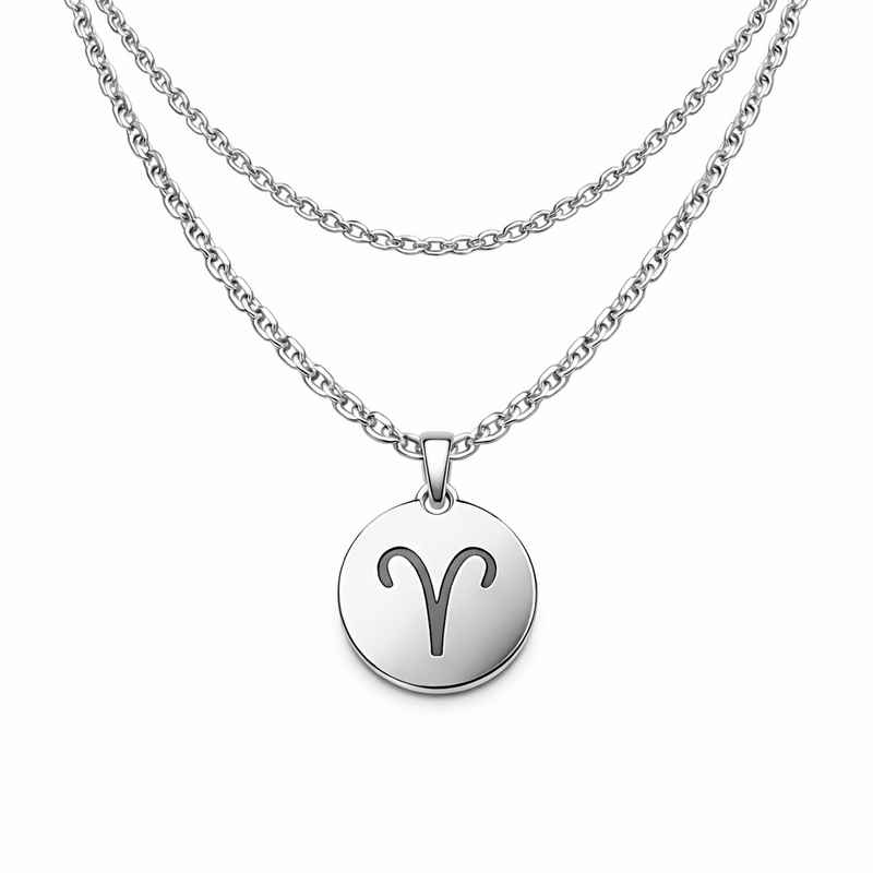 Personalized Zodiac Pendant Necklace, Engraved Stainless Steel Layering Necklace 1 Personalized Zodiac Pendant Necklace, Engraved Stainless Steel Layering Necklace