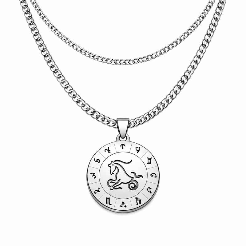 Personalized Zodiac Pendant Necklace - Engraved Stainless Steel Layering Necklace 1 Personalized Zodiac Pendant Necklace - Engraved Stainless Steel Layering Necklace