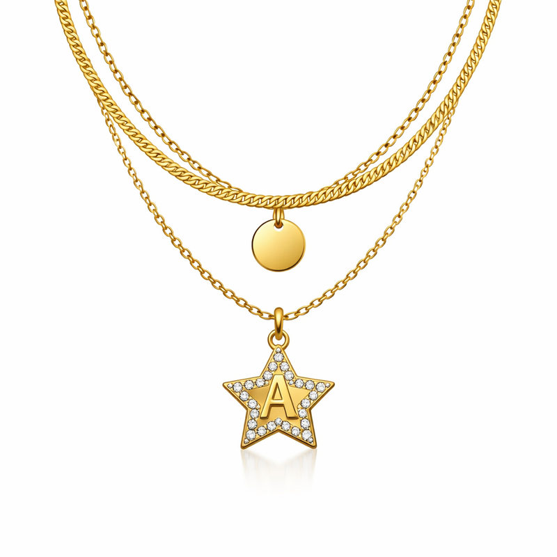 Waterproof 18k Gold Plated Necklace: Boost Your Jewelry Business with Exquisite Initial Letter Star Charm and Layering Stainless Steel Charm Necklaces 2 Waterproof 18k Gold Plated Necklace: Boost Your Jewelry Business with Exquisite Initial Letter Star Charm and Layering Stainless Steel Charm Necklaces