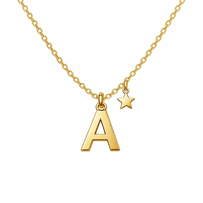 Waterproof 18k Gold Plated Initial Letter Star Charm Necklace: Customizable, Durable, and Trend-Ready Jewelry for Wholesale Businesses 3 Waterproof 18k Gold Plated Initial Letter Star Charm Necklace: Customizable, Durable, and Trend-Ready Jewelry for Wholesale Businesses