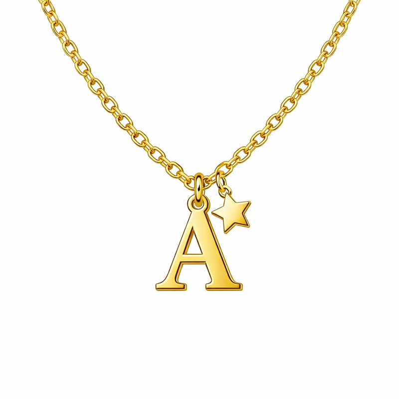 Waterproof 18k Gold Plated Initial Letter Star Necklace: Enhance Your Jewelry Line with Stainless Steel Layering and Exquisite Design Customization 2 Waterproof 18k Gold Plated Initial Letter Star Necklace: Enhance Your Jewelry Line with Stainless Steel Layering and Exquisite Design Customization