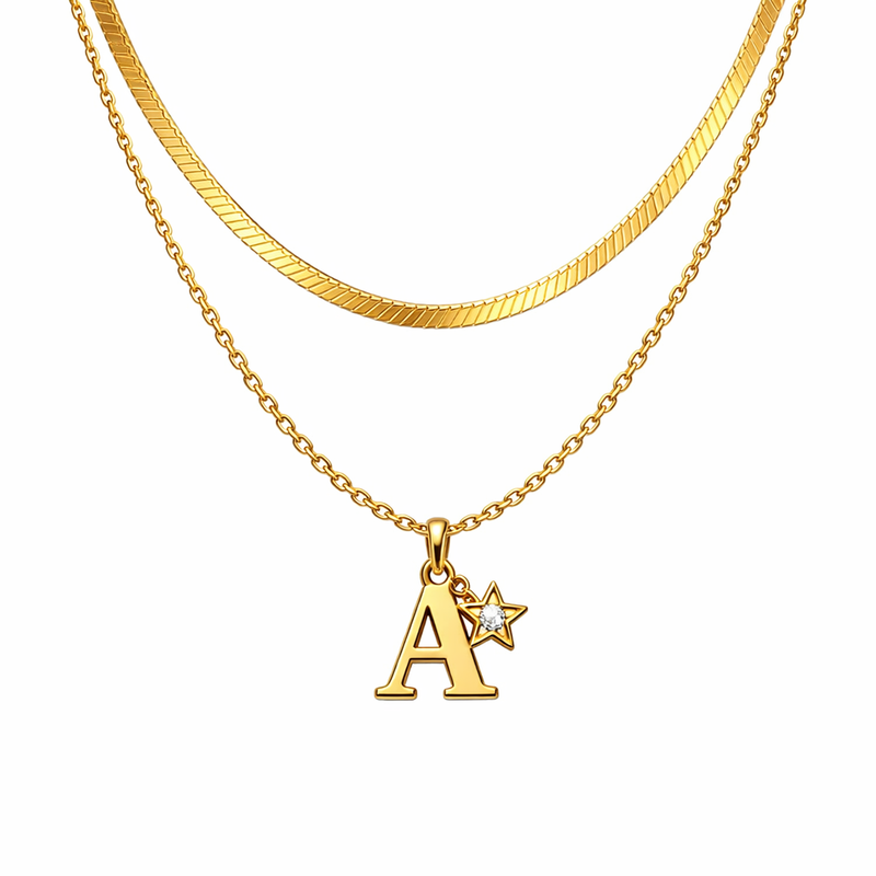 Waterproof 18k Gold Plated Necklace: Elevating Your Collection with Exquisite Initial Letter Star Charm and Stainless Steel Layering Necklace Designs 2 Waterproof 18k Gold Plated Necklace: Elevating Your Collection with Exquisite Initial Letter Star Charm and Stainless Steel Layering Necklace Designs