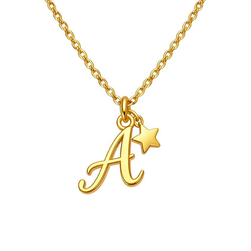 Boost Your Jewelry Brand with Waterproof 18k Gold Plated Initial Letter Star Charm Necklace: Custom Stainless Steel Designs for Wholesale Success Boost Your Jewelry Brand with Waterproof 18k Gold Plated Initial Letter Star Charm Necklace: Custom Stainless Steel Designs for Wholesale Success
