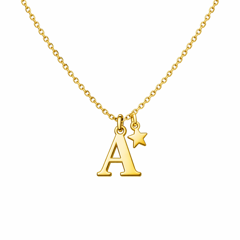 Waterproof 18k Gold Plated Initial Letter Star Charm Necklace: Customizable Stainless Steel Solutions for Wholesale Business Growth Waterproof 18k Gold Plated Initial Letter Star Charm Necklace: Customizable Stainless Steel Solutions for Wholesale Business Growth
