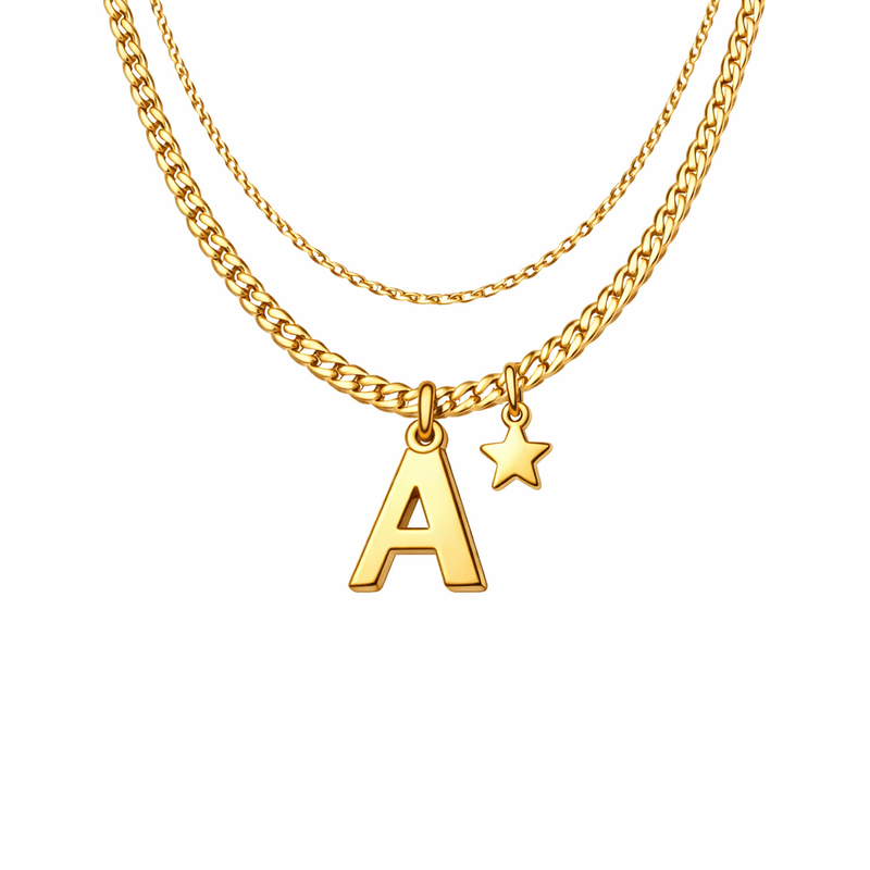 Boost Your Jewelry Brand with Waterproof 18K Gold Plated Initial Letter Star Charm Necklace: Layering Stainless Steel Necklaces for Exquisite Designs 6 Boost Your Jewelry Brand with Waterproof 18K Gold Plated Initial Letter Star Charm Necklace: Layering Stainless Steel Necklaces for Exquisite Designs