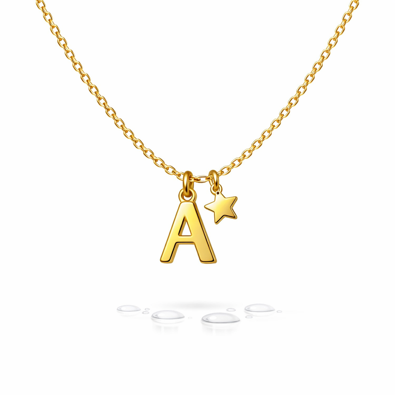 Waterproof 18k Gold Plated Initial Letter Star Charm Necklace: Custom Stainless Steel Solutions for Durable Wholesale Jewelry Growth 5 Waterproof 18k Gold Plated Initial Letter Star Charm Necklace: Custom Stainless Steel Solutions for Durable Wholesale Jewelry Growth