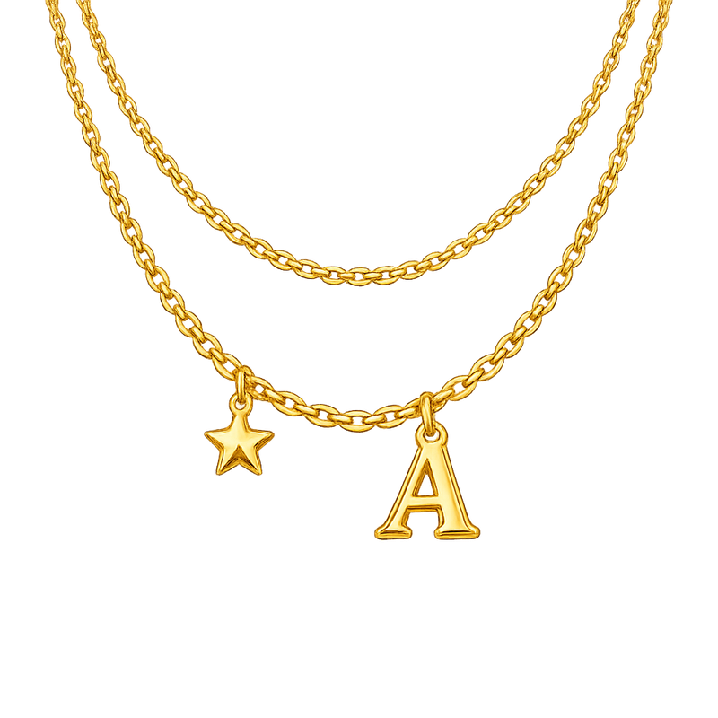 Elevate Your Brand with Waterproof 18k Gold Plated Initial Letter Star Necklace: Wholesale Options for Stainless Steel Layering Initial Charm Necklaces 6 Elevate Your Brand with Waterproof 18k Gold Plated Initial Letter Star Necklace: Wholesale Options for Stainless Steel Layering Initial Charm Necklaces