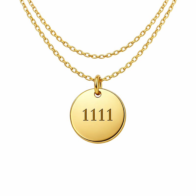 Boost Your Jewelry Business with Personalized Angel Number Disc Charm Gold Plated Layering Stainless Steel Necklace Customization Options