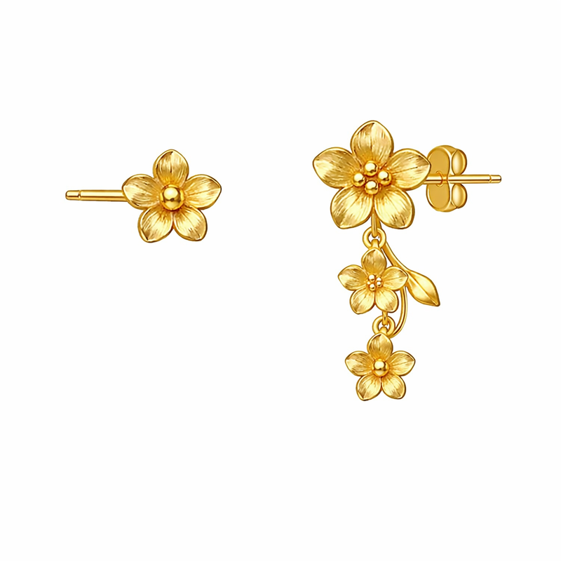 Elegant Gold Plated Flower Earrings, 14k Gold Stainless Steel Studs & Tiny Asymmetric Flower Earrings for Wholesale Customization 3 Elegant Gold Plated Flower Earrings, 14k Gold Stainless Steel Studs & Tiny Asymmetric Flower Earrings for Wholesale Customization