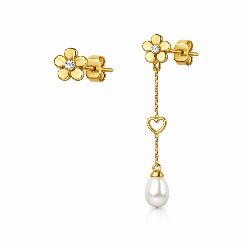 Elegant 14k Gold Plated Stainless Steel Asymmetric Tiny Flower Stud Earrings: A Perfect Customizable Option for Wholesale Jewelry Manufacturers Elegant 14k Gold Plated Stainless Steel Asymmetric Tiny Flower Stud Earrings: A Perfect Customizable Option for Wholesale Jewelry Manufacturers