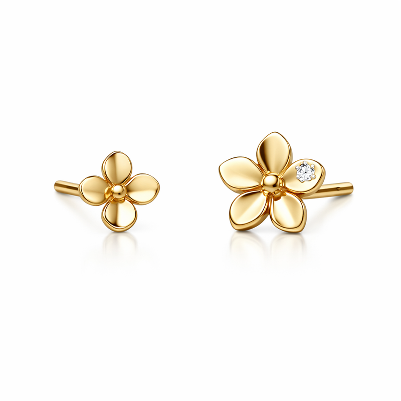 Elegant 14k Gold Plated Earrings: Customization Options for Asymmetric Tiny Flower Stud Earrings & Gold Plated Stainless Steel Earrings 2 Elegant 14k Gold Plated Earrings: Customization Options for Asymmetric Tiny Flower Stud Earrings & Gold Plated Stainless Steel Earrings