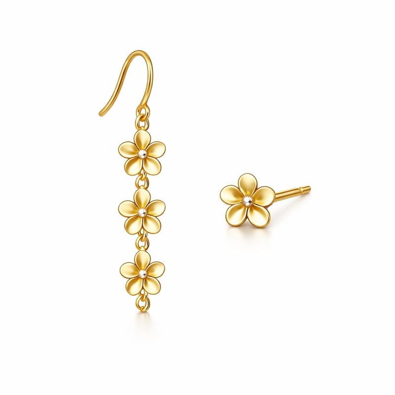 Elegant 14k Gold Plated Stainless Steel Asymmetric Tiny Flower Stud Earrings: Customization, Wholesale, and High-Quality Manufacturing 7 Elegant 14k Gold Plated Stainless Steel Asymmetric Tiny Flower Stud Earrings: Customization, Wholesale, and High-Quality Manufacturing
