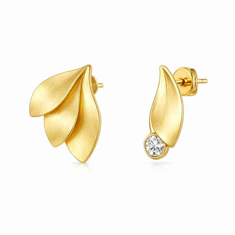 Minimalist Gold Plated Earrings – Hypoallergenic Asymmetric Petal Design 1 Minimalist Gold Plated Earrings – Hypoallergenic Asymmetric Petal Design