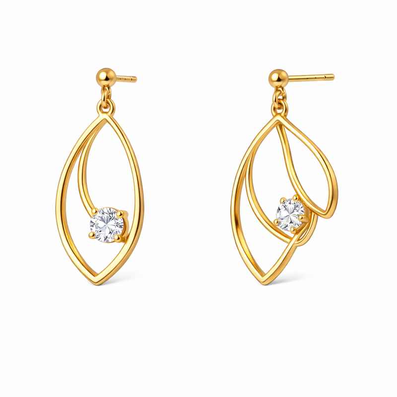 Minimalist Gold Plated Earrings | Asymmetric Hypoallergenic Petal Frame Design 1 Minimalist Gold Plated Earrings | Asymmetric Hypoallergenic Petal Frame Design