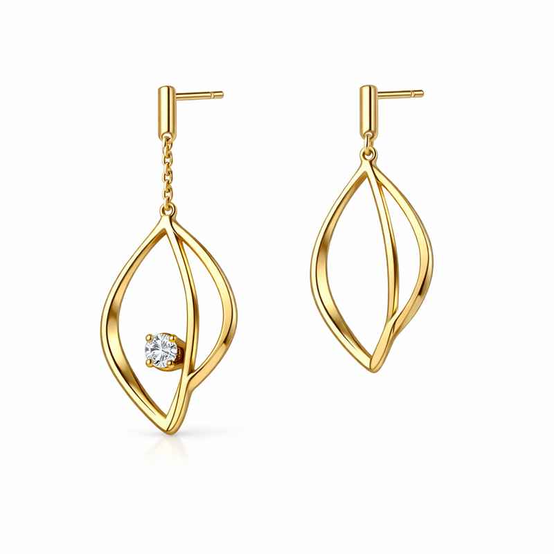 Minimalist Gold Plated Earrings | Asymmetric Hypoallergenic Petal Frame Design 1 Minimalist Gold Plated Earrings | Asymmetric Hypoallergenic Petal Frame Design